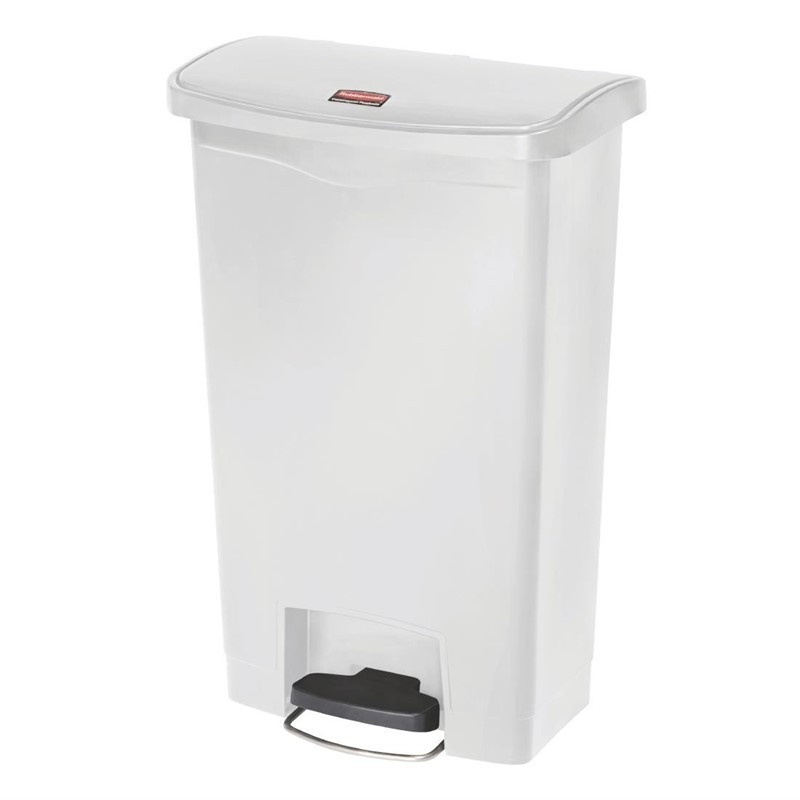 Cubo de basura con pedal frontal Slim Jim StepOn blanco de 50L - Rubbermaid - Fourniresto