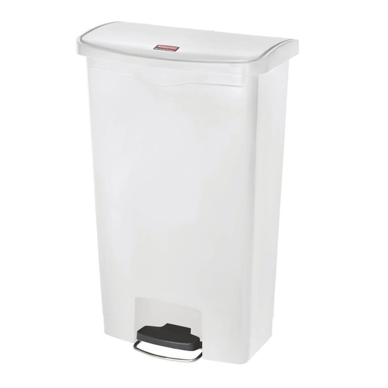 Cubo de basura con pedal frontal Slim Jim StepOn blanco de 68L - Rubbermaid - Fourniresto