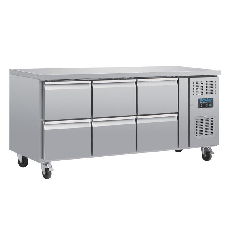 Refrigerated Table GN 1/1 Ventilated 6 Drawers Series U 465L - Polar - Fourniresto