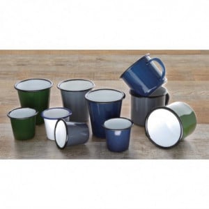 Tazas de Acero Esmaltado Azul y Negro 350ml - Juego de 6 - Olympia - Fourniresto