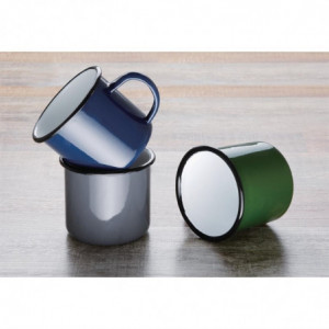 Tazas de Acero Esmaltado Verde y Negro 350ml - Juego de 6 - Olympia - Fourniresto