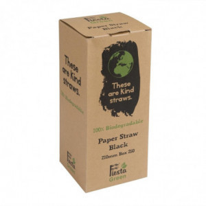 Pajitas de papel compostables negras de 210 mm - Paquete de 250 - Fiesta Green - Fourniresto