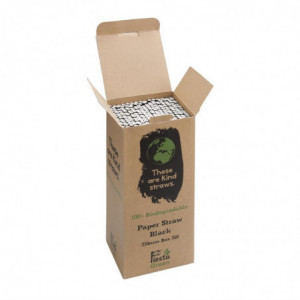 Pajitas de papel compostables negras de 210 mm - Paquete de 250 - Fiesta Green - Fourniresto