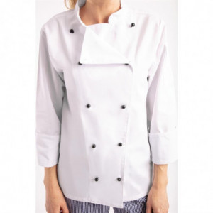 Unisex Chicago Long Sleeve White Kitchen Jacket Size S - Whites Chefs Clothing - Fourniresto