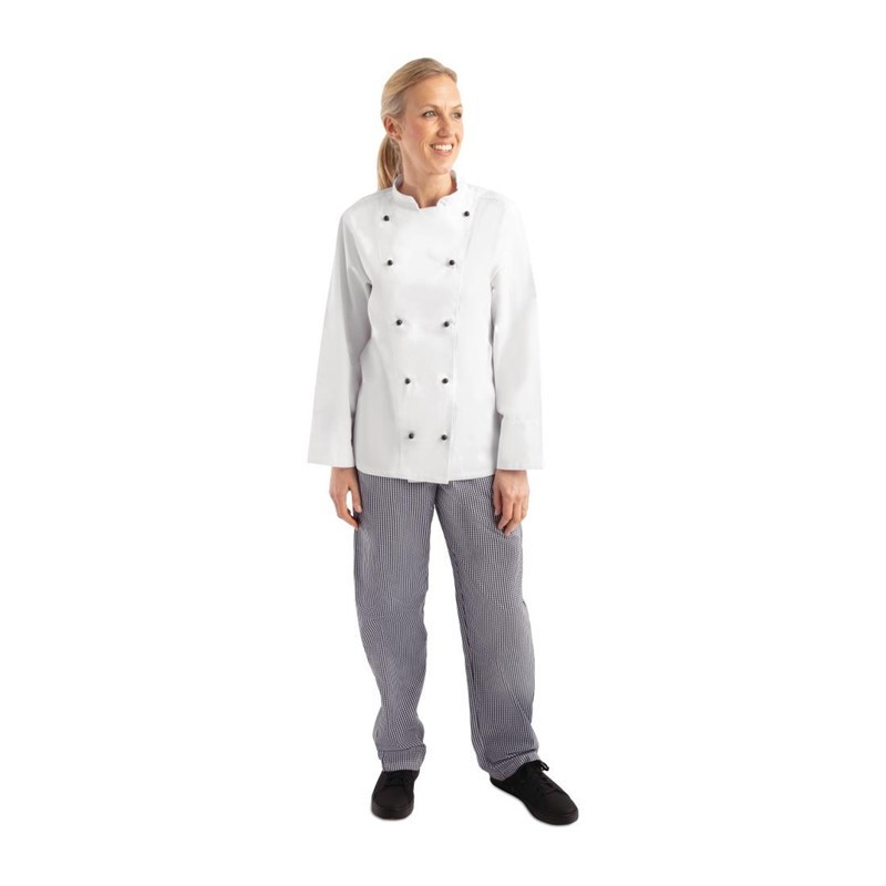 Unisex Chicago Long Sleeve White Kitchen Jacket Size Xs - Whites Chefs Clothing - Fourniresto