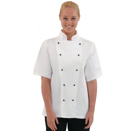 Unisex Chicago Short Sleeve White Kitchen Jacket Size M - Whites Chefs Clothing - Fourniresto