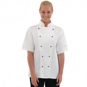 Chaqueta de cocina unisex Chicago de manga corta blanca talla XL - Whites Chefs Clothing - Fourniresto