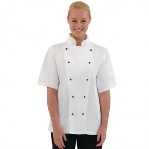 Chaqueta de cocina unisex Chicago de manga corta blanca talla XXL - Ropa de chef Whites - Fourniresto