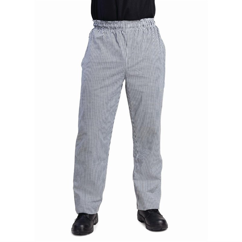 Pantalón de cocina unisex Vegas cuadros pequeños blancos y negros talla L - Whites Chefs Clothing - Fourniresto