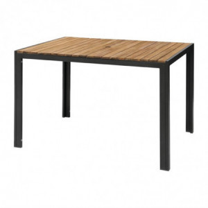 Mesa rectangular de acero y acacia - 120 cm - Bolero - Fourniresto