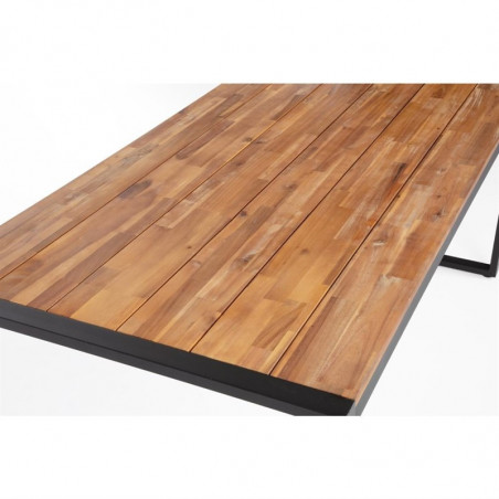 Mesa Industrial Rectangular Acero y Acacia 180 cm - Bolero - Fourniresto