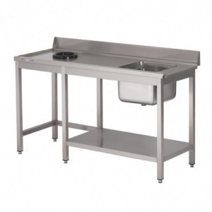 Table D'Entrée Lave-Vaisselle en Inox avec Bac À Droite Tvo Dosseret Et Tablette Inférieure - L 1000 x P 700mm - Gastro M