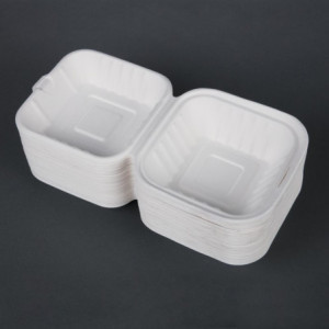 Barquettes À Charnière en Bagasse Compostables - 500 ml - Lot de 250 - Fiesta Green