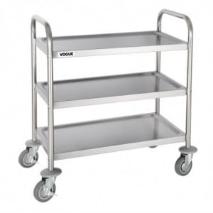 Stainless Steel Clearing Trolley - 3 Levels - L 710 X D 405mm - 128Kg - Vogue