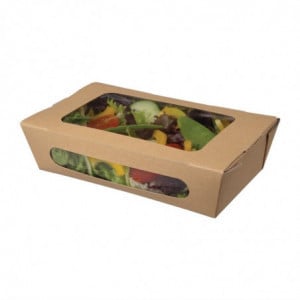 Barquetas de ensalada Kraft reciclables con ventana - 1000 ml - Lote de 200 - Colpac