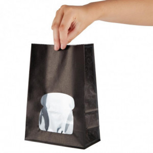 Bolsas de sándwich de papel reciclable negro con ventana - Lote de 250 - Colpac