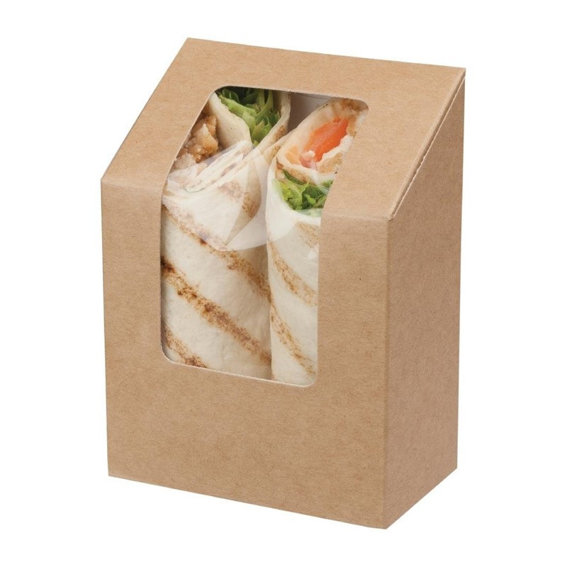 Cajas de tortilla Kraft compostables con ventana de acetato Zest - Paquete de 500 - Colpac