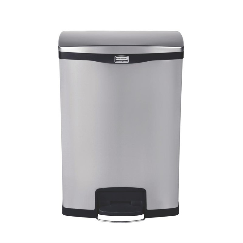 Cubo de basura con pedal frontal de acero inoxidable Slim Jim - 90L - Rubbermaid