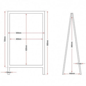 Panel de acera marco de madera 850 x 500 mm - Olympia - Fourniresto