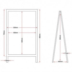 Panel de acera marco de madera 1200 x 700 mm - Olympia - Fourniresto