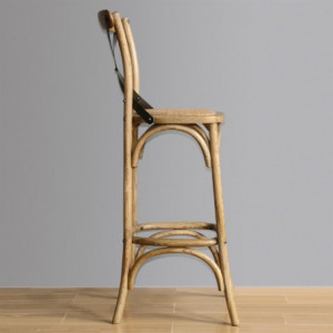 Wooden Bar Stool with Crossed Backrest - Metal - Bolero - Fourniresto