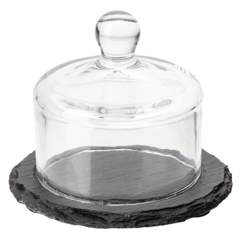 Plateau En Ardoise Avec Cloche En Verre  - APS - Fourniresto