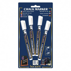 White liquid chalk markers - Set of 4 - Securit - Fourniresto