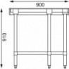 Mesa de esquina de acero inoxidable-L 900 x 700mm - Vogue