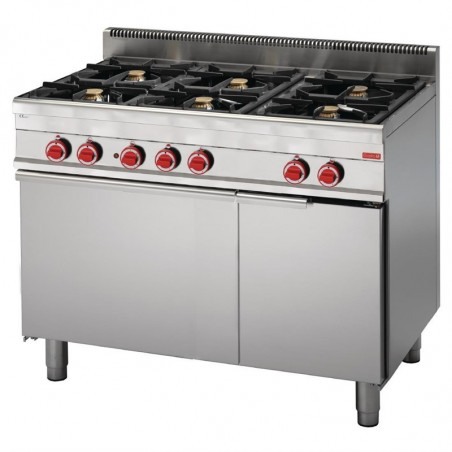 Fourneau 6 Feux Sur Four Électrique À Convection Avec Placard Ouvert 650 - Gastro M