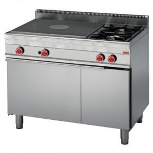Plaque Coup De Feu Gas 650 y 2 Fuegos Vivos Sobre Horno A Gas y Armario Cerrado 650 - Gastro M