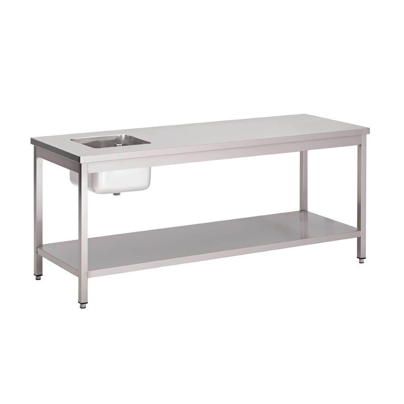 Mesa del Chef de acero inoxidable con estante inferior - L 1600 x P 700mm - Gastro M - Fourniresto