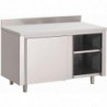 Mueble de acero inoxidable con puertas correderas y respaldo - L 1400 x P 700mm - Gastro M