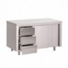 Mueble de acero inoxidable con puertas correderas y 3 cajones a la izquierda - L1800 x P 700mm - Gastro M