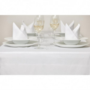 White Satin Band Tablecloth - 1370 x 1780 mm - Mitre Luxury - Fourniresto