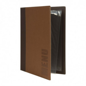 Contemporary A5 Light Brown Menu Cover - Securit - Fourniresto