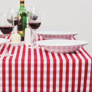 Square tablecloth with red checkered pattern in polyester 1320 x 1320mm - Mitre Essentials - Fourniresto