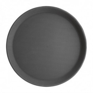 Plato antideslizante redondo de fibra de vidrio negro de 406 mm - Olympia KRISTALLON - Fourniresto