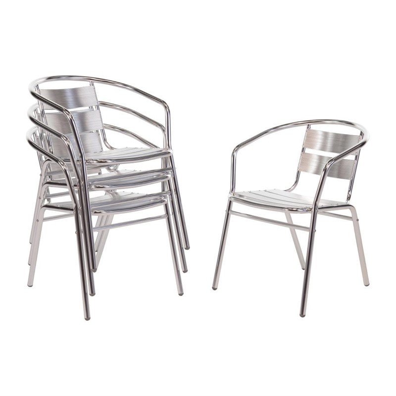 Fauteuils empilables en aluminium - Lot de 4 - Bolero - Fourniresto