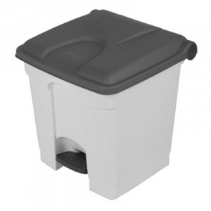 Cubo de basura con pedal blanco y gris - 45 L