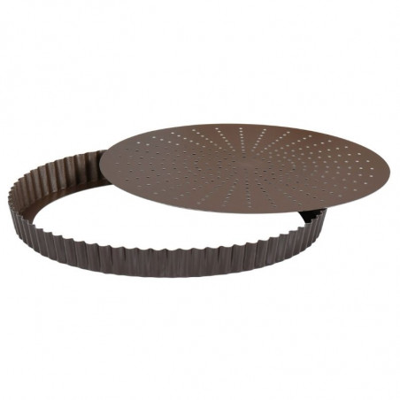 Fluted Perforated Tart Mold with Removable Bottom - Ø 280 mm - TELLIER