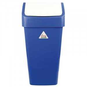 Cubo de basura azul de polipropileno con tapa abatible de 50 L - Scot Young - Fourniresto