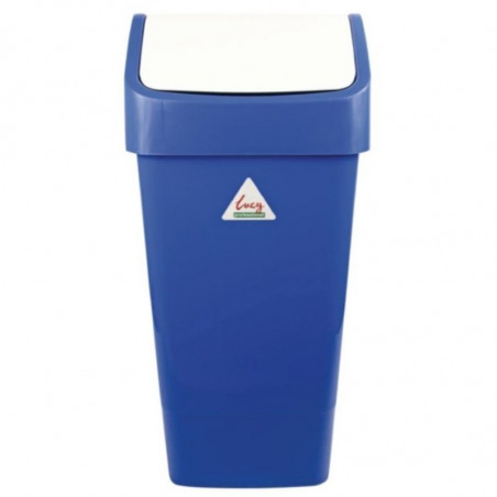 Cubo de basura azul de polipropileno con tapa abatible de 50 L - Scot Young - Fourniresto