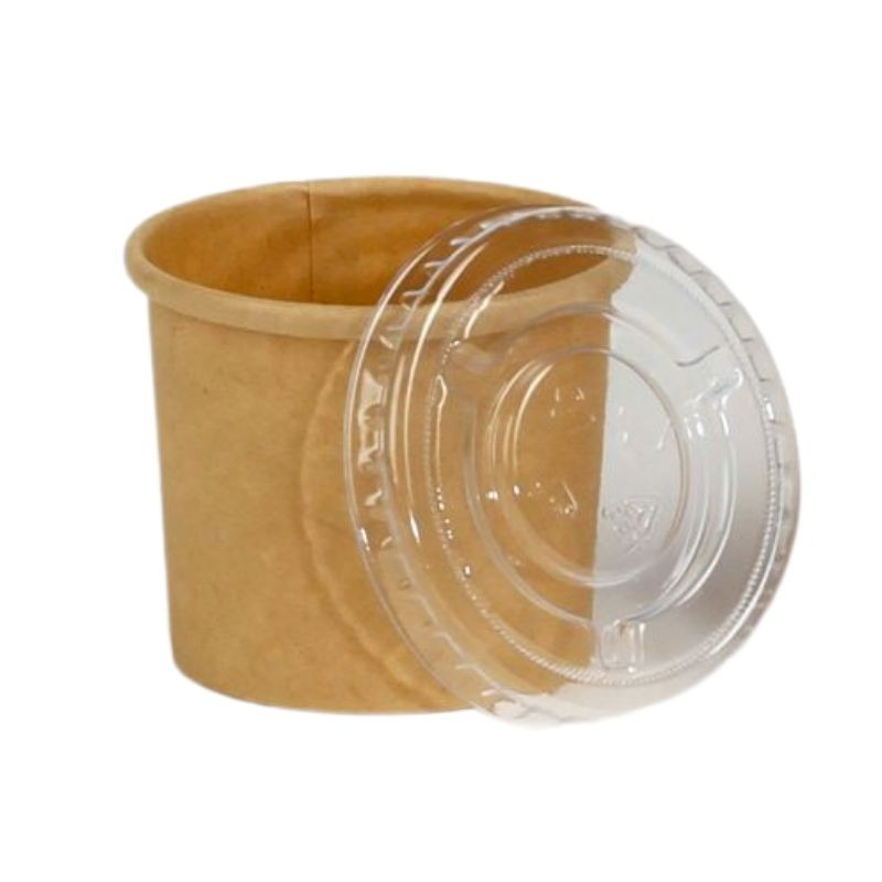 Couvercle en PET pour Pot à Sauce en Carton Kraft 30 ml - Lot de 50