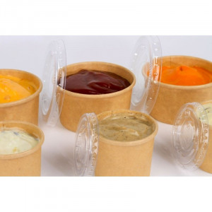 Tapa de PET para Tarro de Salsa de Cartón Kraft de 60 ml - Lote de 50