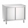 Stainless Steel Cabinet with Sliding Doors and Shelf - L 1200 mm