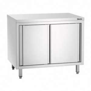 Mueble de acero inoxidable con puertas correderas y estante - L 1800 mm