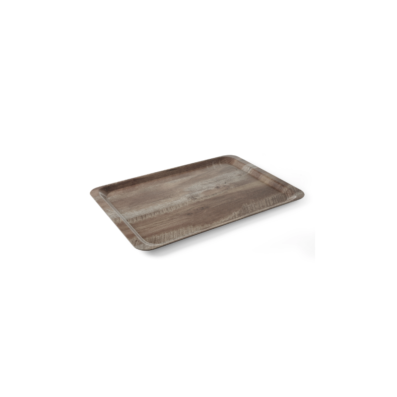 Printed Dark Wood Melamine Serving Tray - 430 x 330 mm