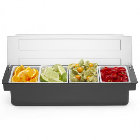 Ingredients Box - 4 Compartments in Black ABS - HENDI