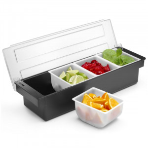 Caja de ingredientes - 4 compartimentos de ABS negro - HENDI