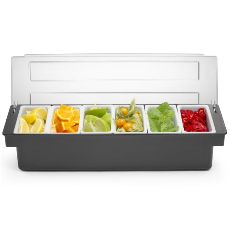 Ingredients Box - 6 Compartments in Black ABS - HENDI